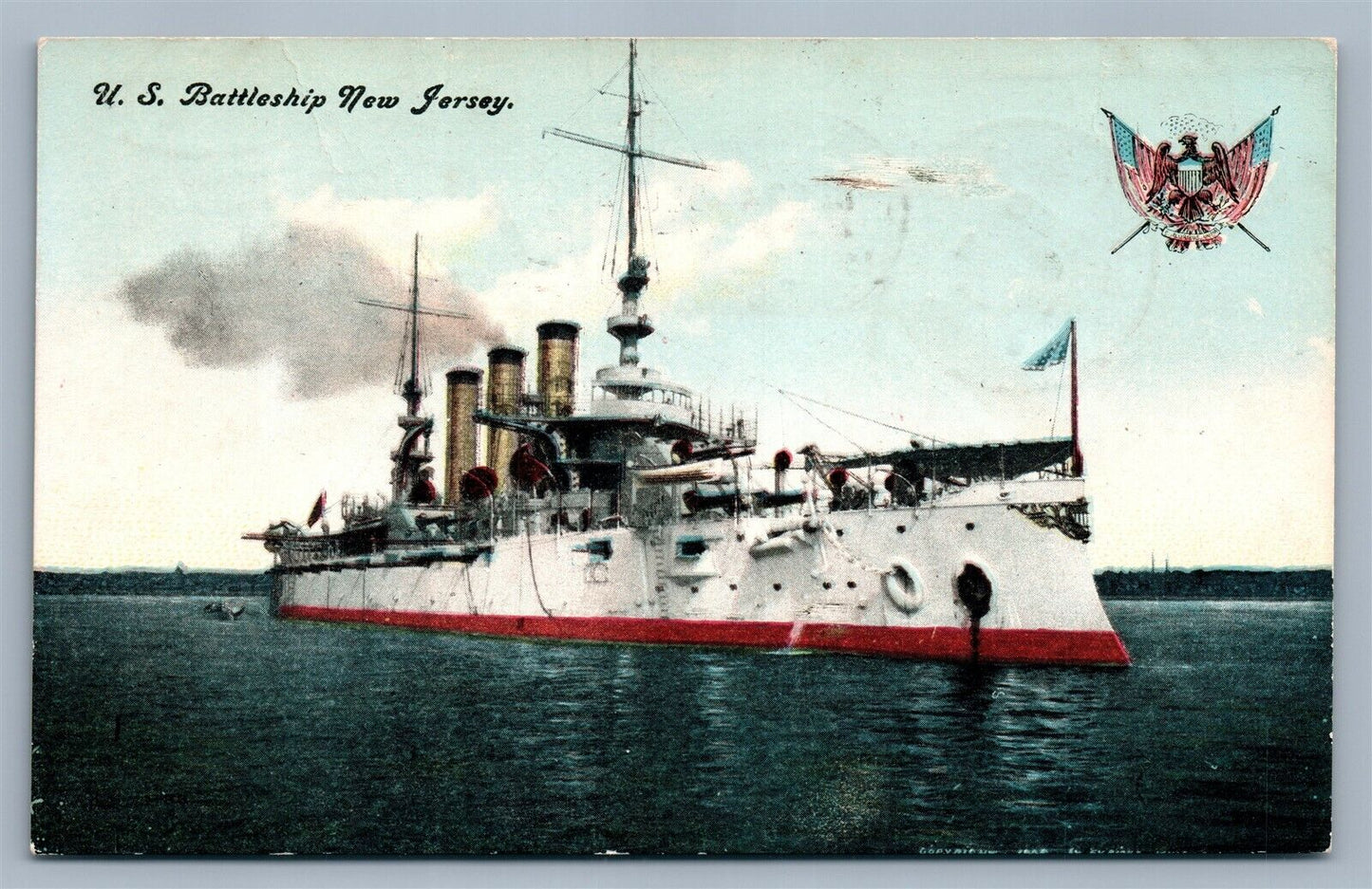 US BATTLESHIP NEW JERSEY ANTIQUE POSTCARD