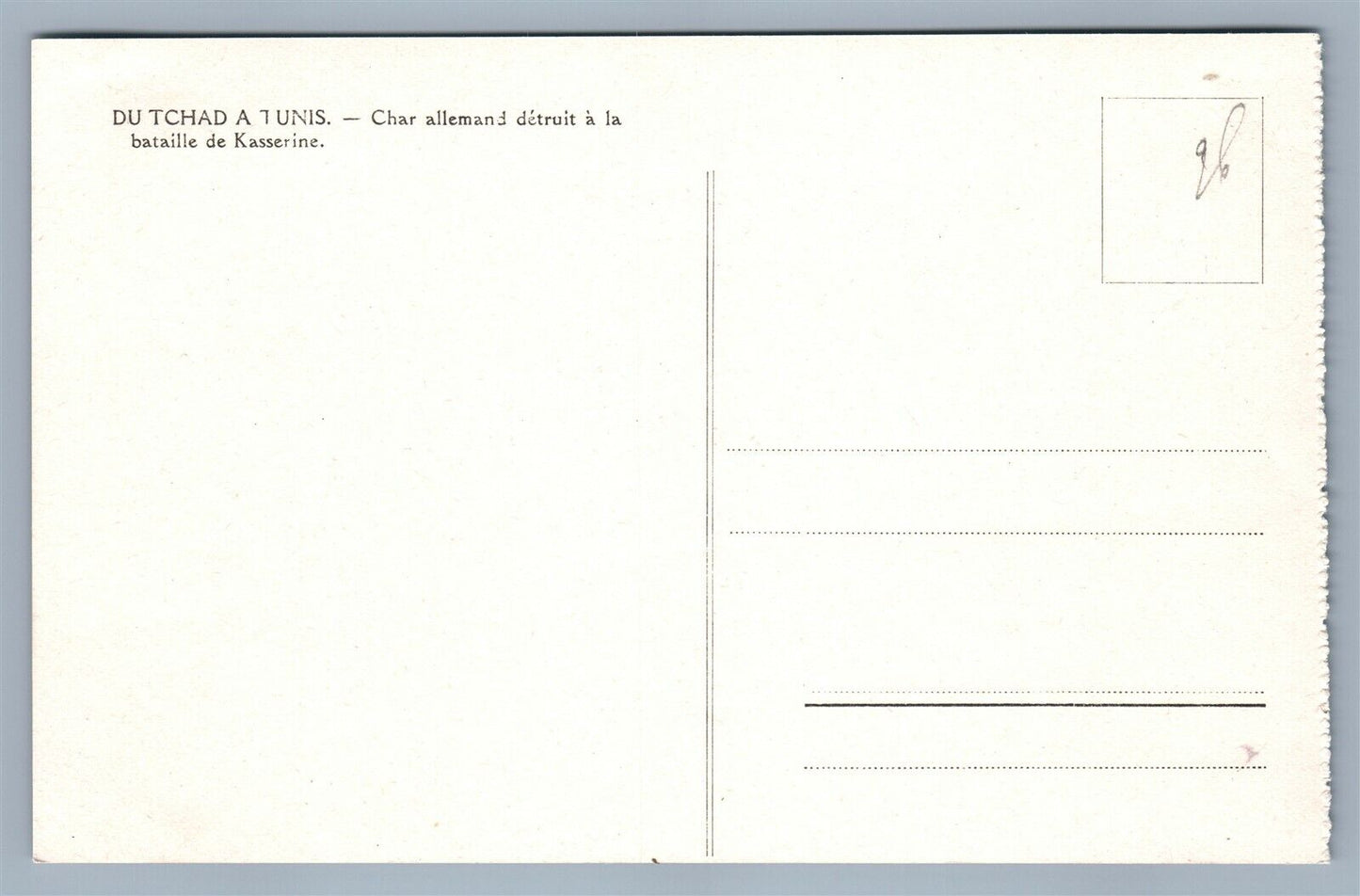 WWII TUNISIA CAMPAIGN DESTROYED TANK VINTAGE REAL PHOTO POSTCARD RPPC