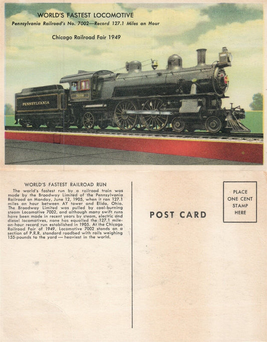 CHICAGO RAILROAD FAIR 1949 ANTIQUE POSTCARD TRAIN railway