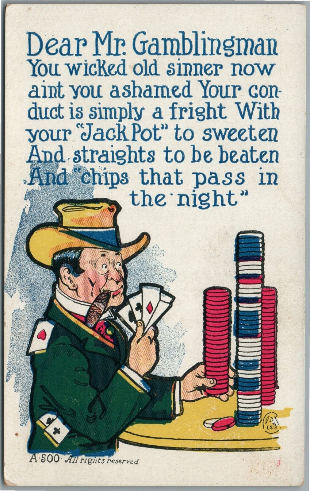 MR. GAMBLINGMAN ANTIQUE POSTCARD