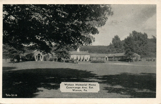 WARREN PA WATSON MEMORIAL HOME CONEWANGO AVENUE 1950 VINTAGE POSTCARD