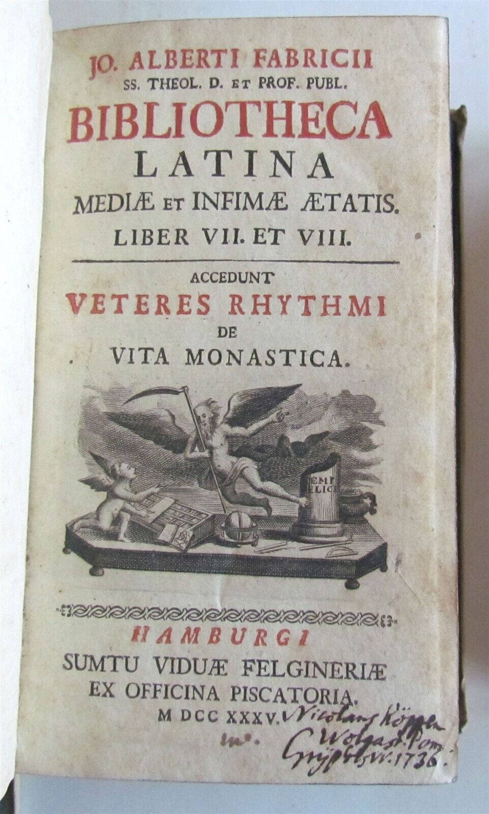 1734 6 VOLUMES Bibliotheca Latina mediae et infimae aetatis antique vellum