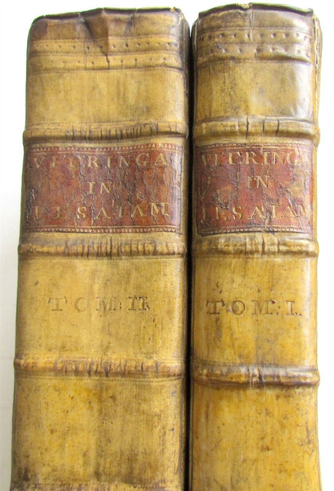 1722 2 VOLUMES Commentary on Isaiah by C.Vitringa antique FOLIOS VELLUM w/ MAP