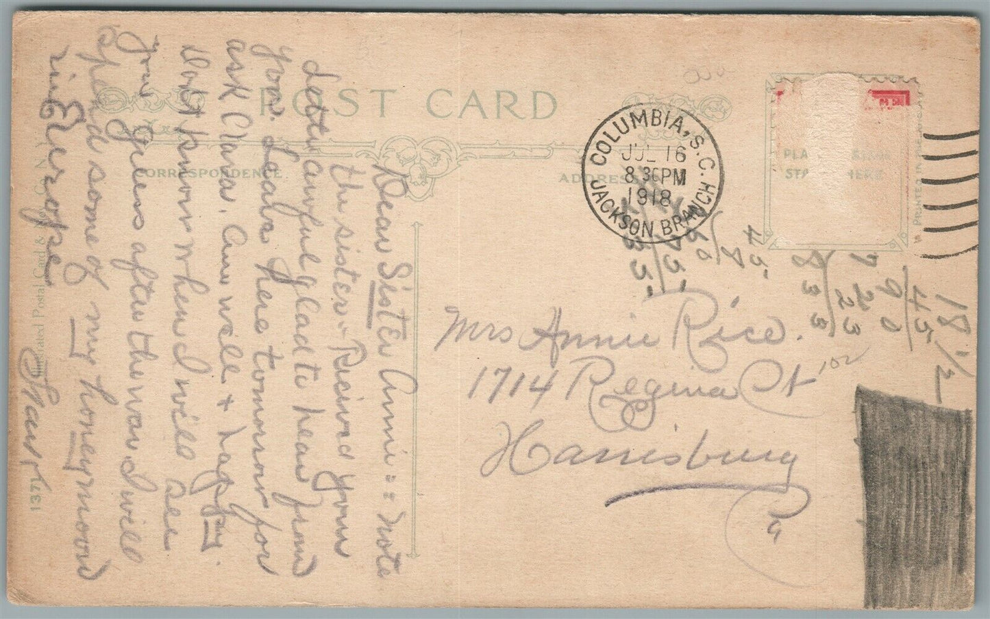 US ARMY YMCA MAIL TRUCK ANTIQUE POSTCARD