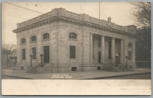 FITCHBURG MA POST OFFICE ANTIQUE REAL PHOTO POSTCARD RPPC