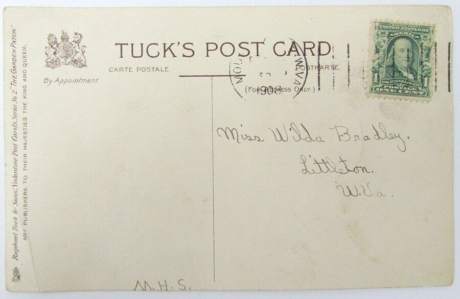 1908 ANTIQUE TUCK'S ARTIST SIGNED E.CURTIS POSTCARD YOU ARE THE APPLE OF MY EYE