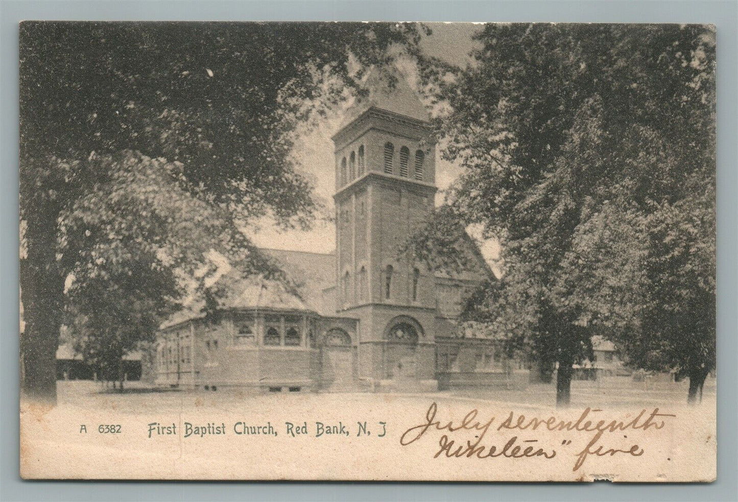 RED BANK NJ FIRST BAPTIST CHURCH ANTIQUE POSTCARD