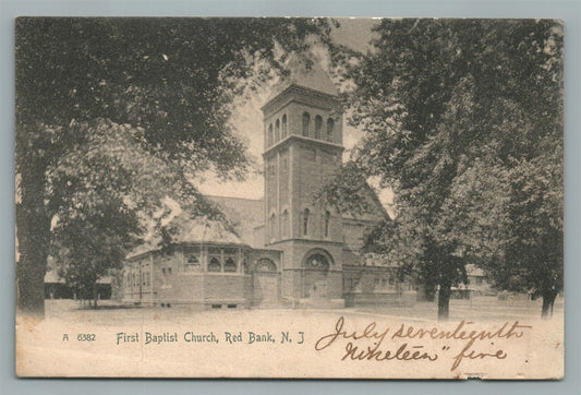 RED BANK NJ FIRST BAPTIST CHURCH ANTIQUE POSTCARD