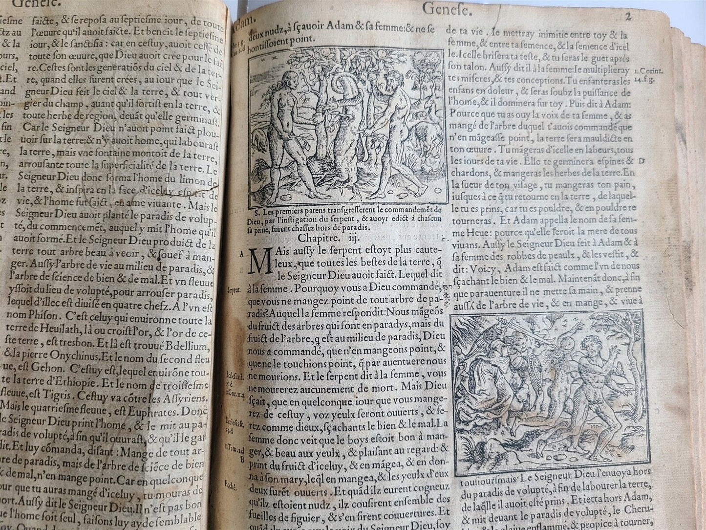 1550 BIBLE in FRENCH LOUVAIN ILLUSTRATED 16th CENTURY antique FOLIO rare