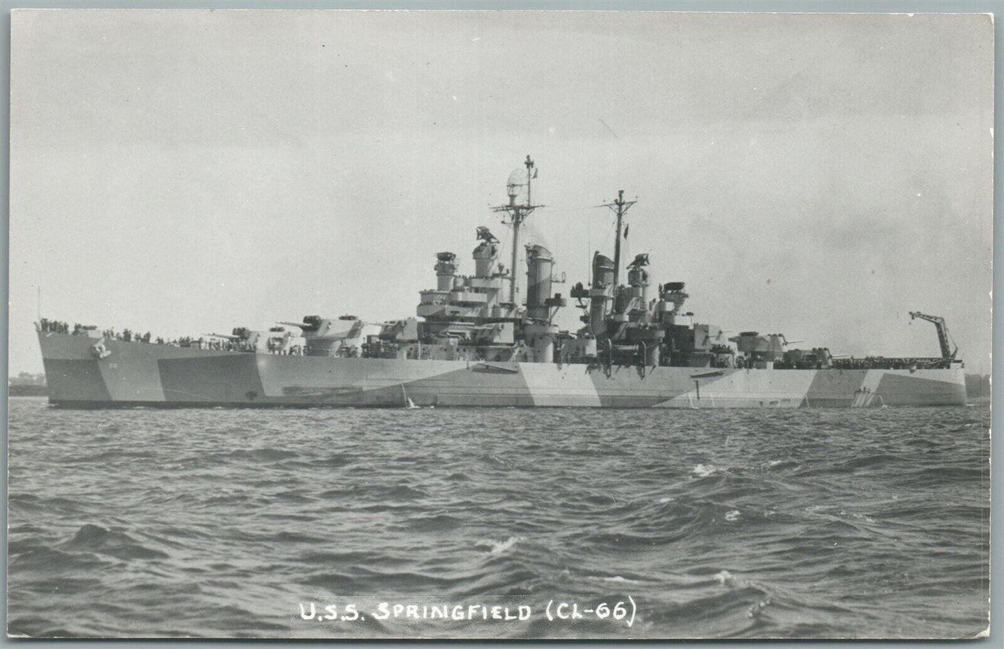 MILITARY SHIP USS SPRINGFIELD VINTAGE REAL PHOTO POSTCARD RPPC