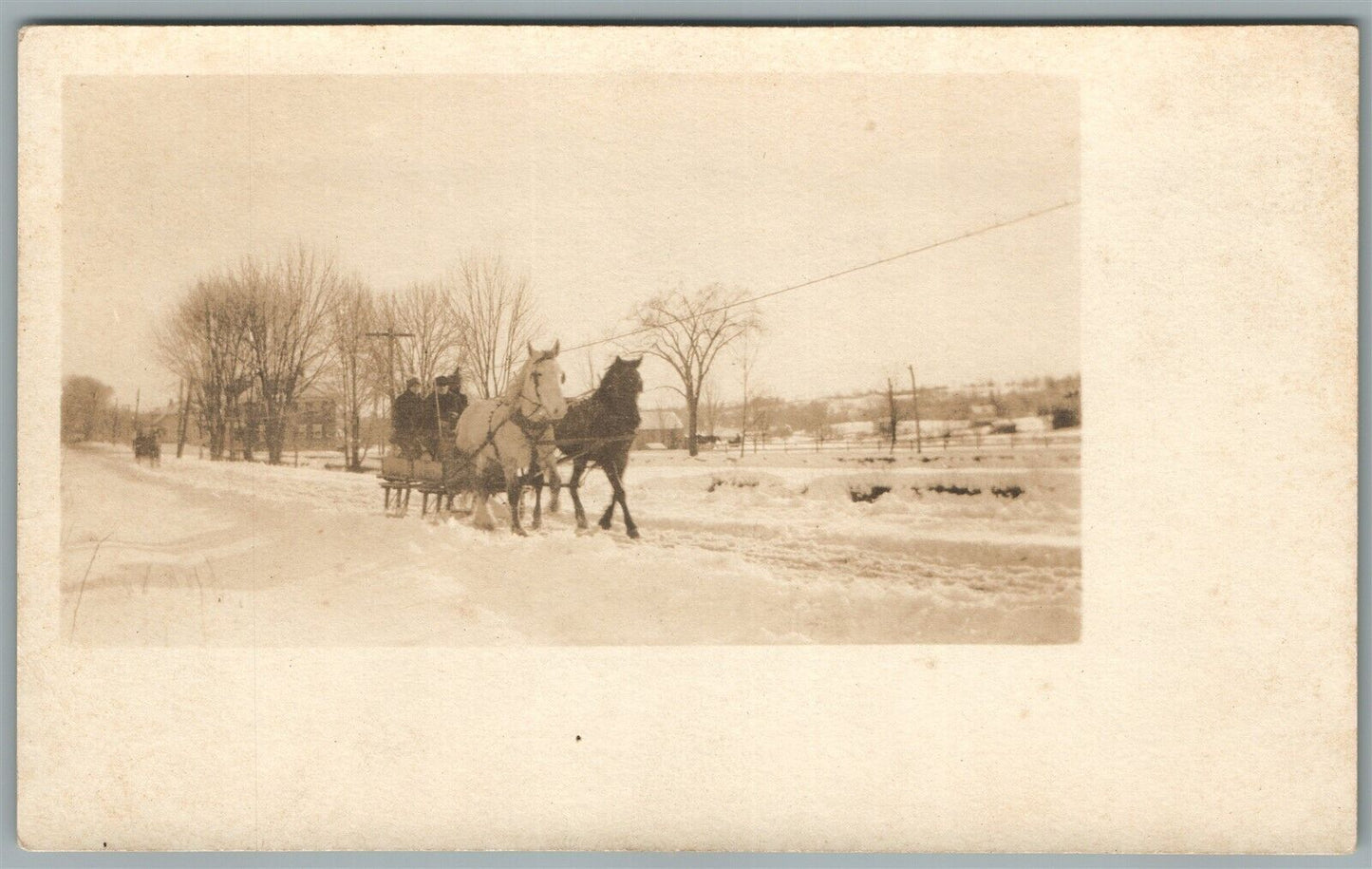 HORSE DRAWN WAGON ANTIQUE REAL PHOTO POSTCARD RPPC