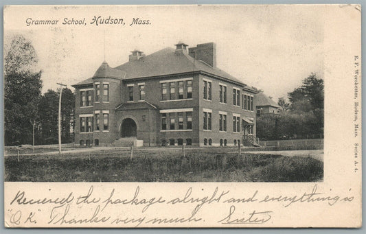 HUDSON MA GRAMMAR SCHOOL ANTIQUE POSTCARD