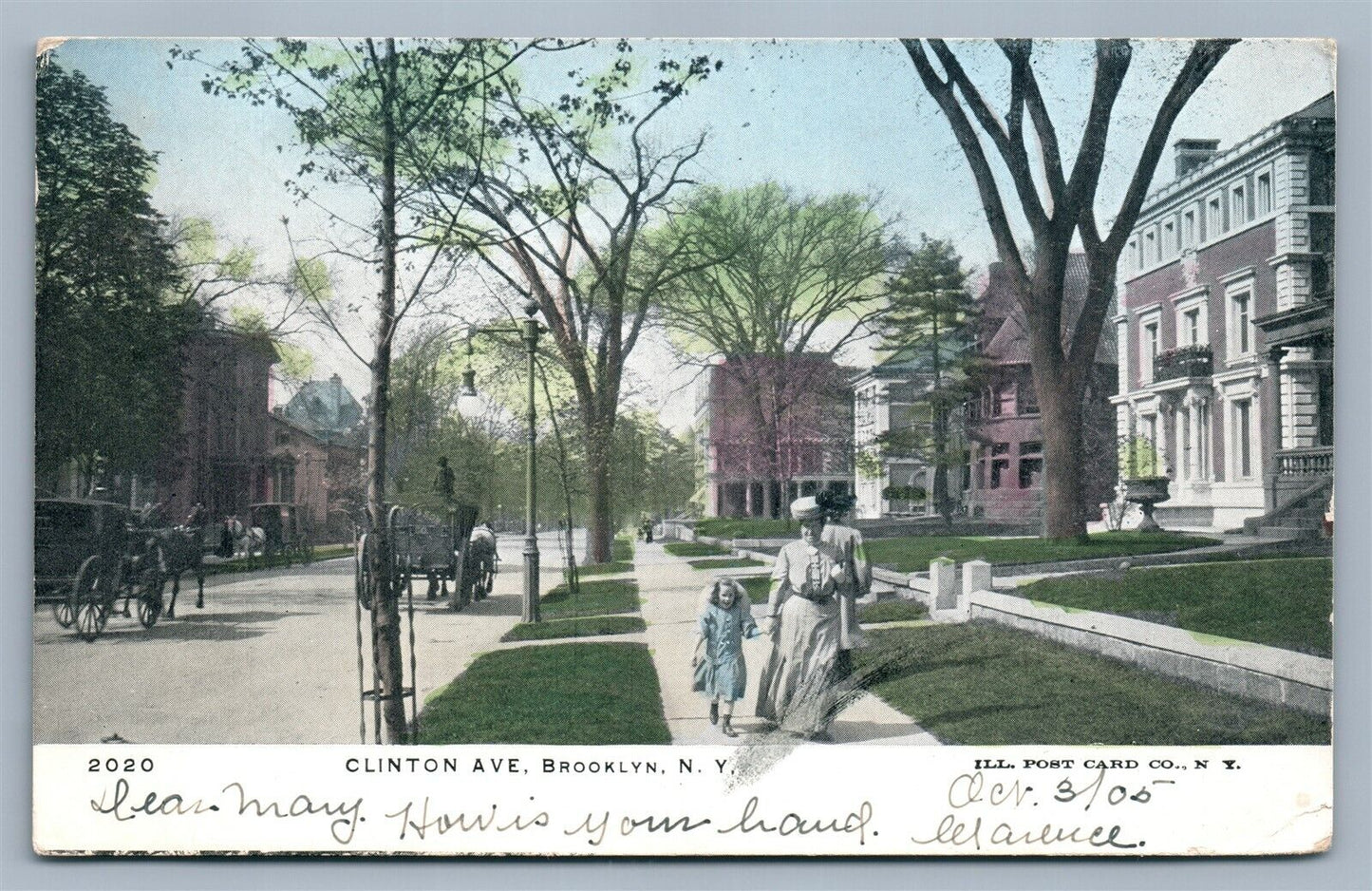 BROOKLYN NY CLINTON AVENUE 1905 ANTIQUE POSTCARD