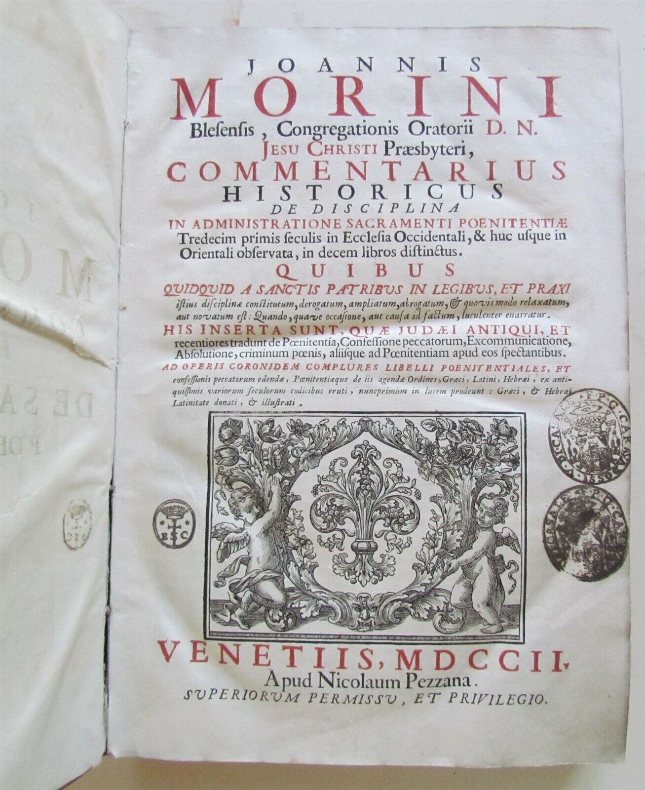 1702 VELLUM BOUND ANTIQUE FOLIO by JEAN MORIN