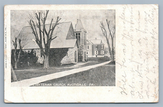 AVONDALE PA PRESBYTERIAN CHURCH ANTIQUE POSTCARD
