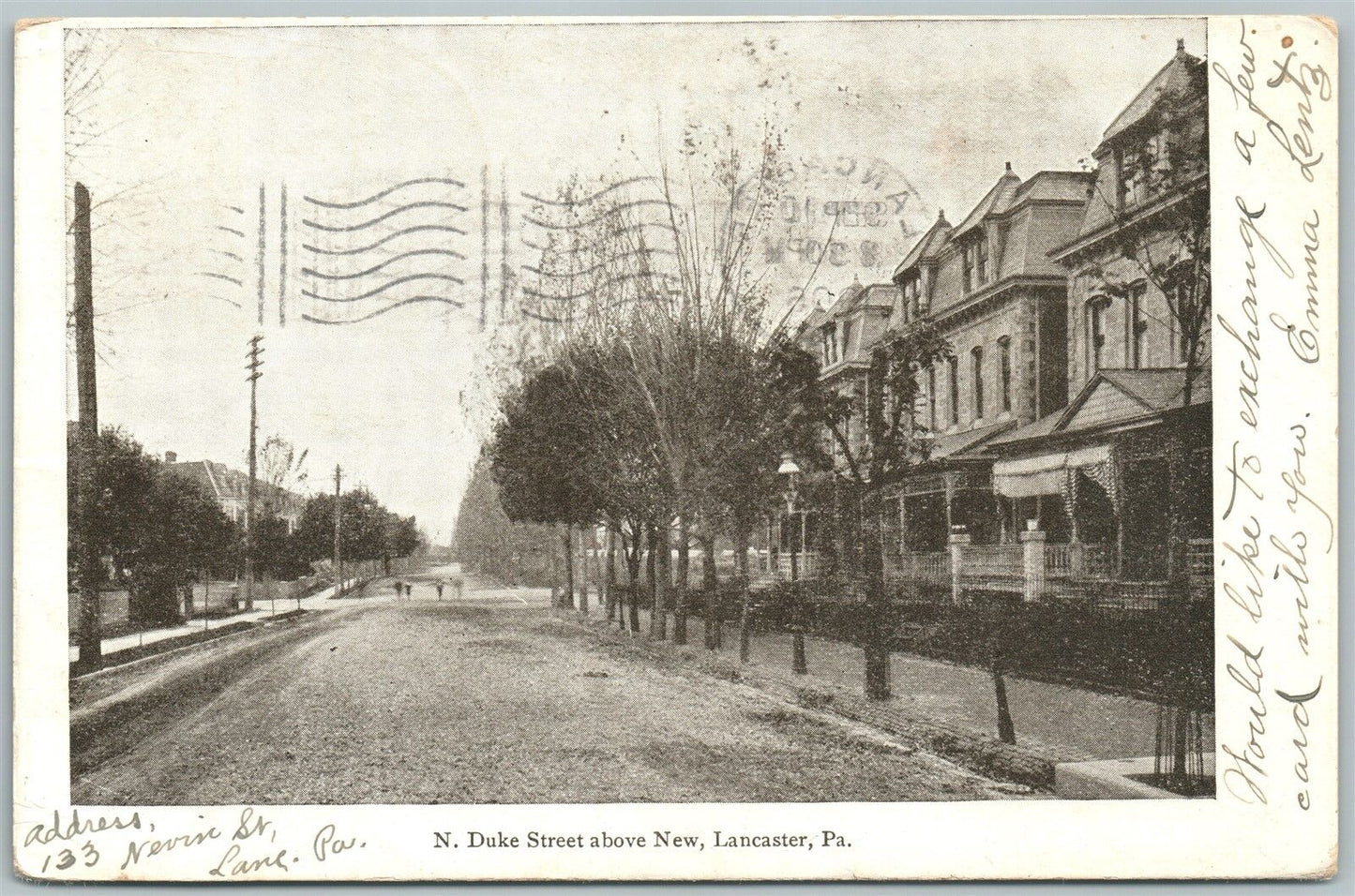LANCASTER PA N.DUKE STREET UNDIVIDED 1906 ANTIQUE POSTCARD