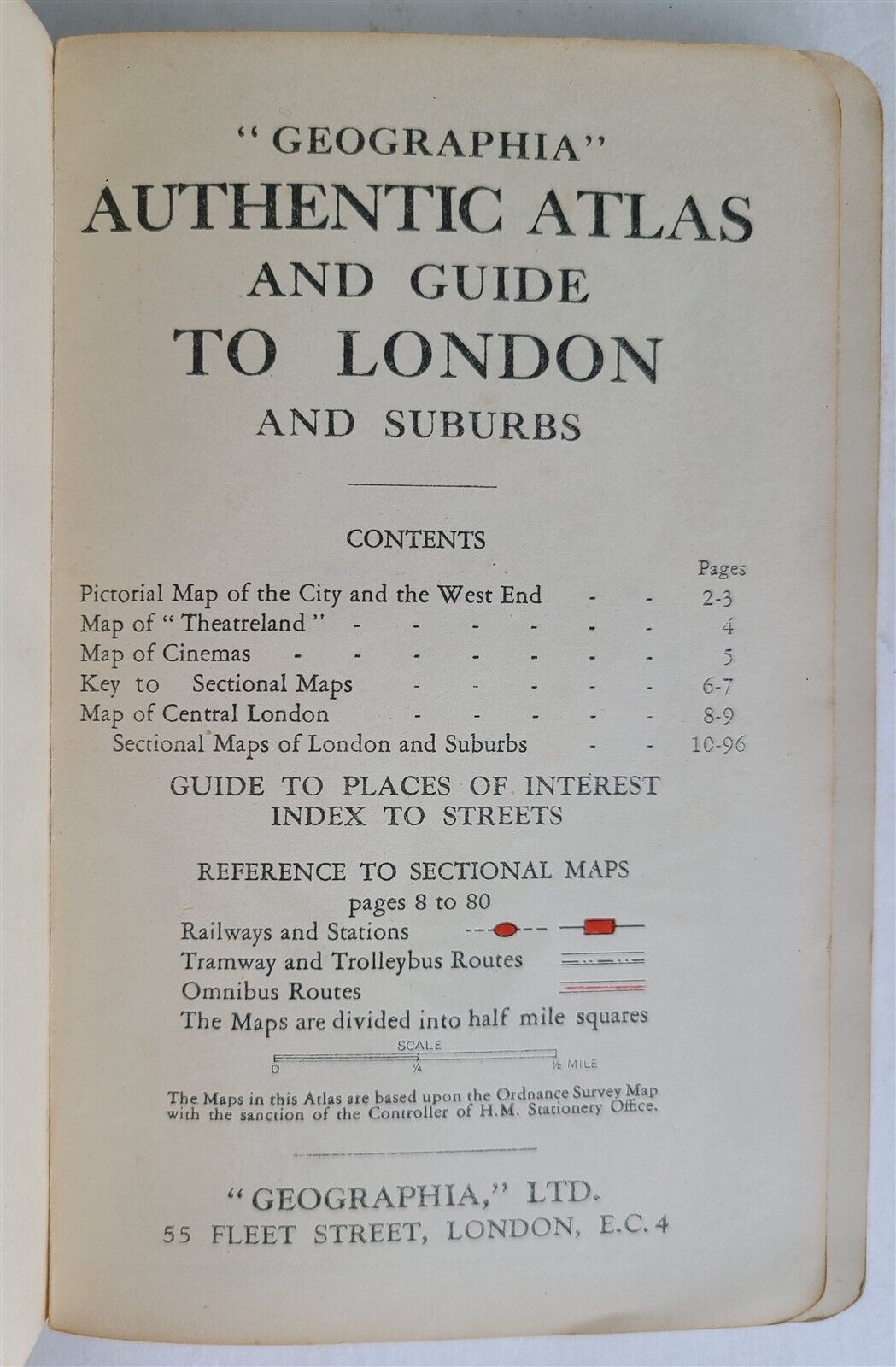 AUTHENTIC ATLAS & GUIDE TO LONDON and SUBURBS antique