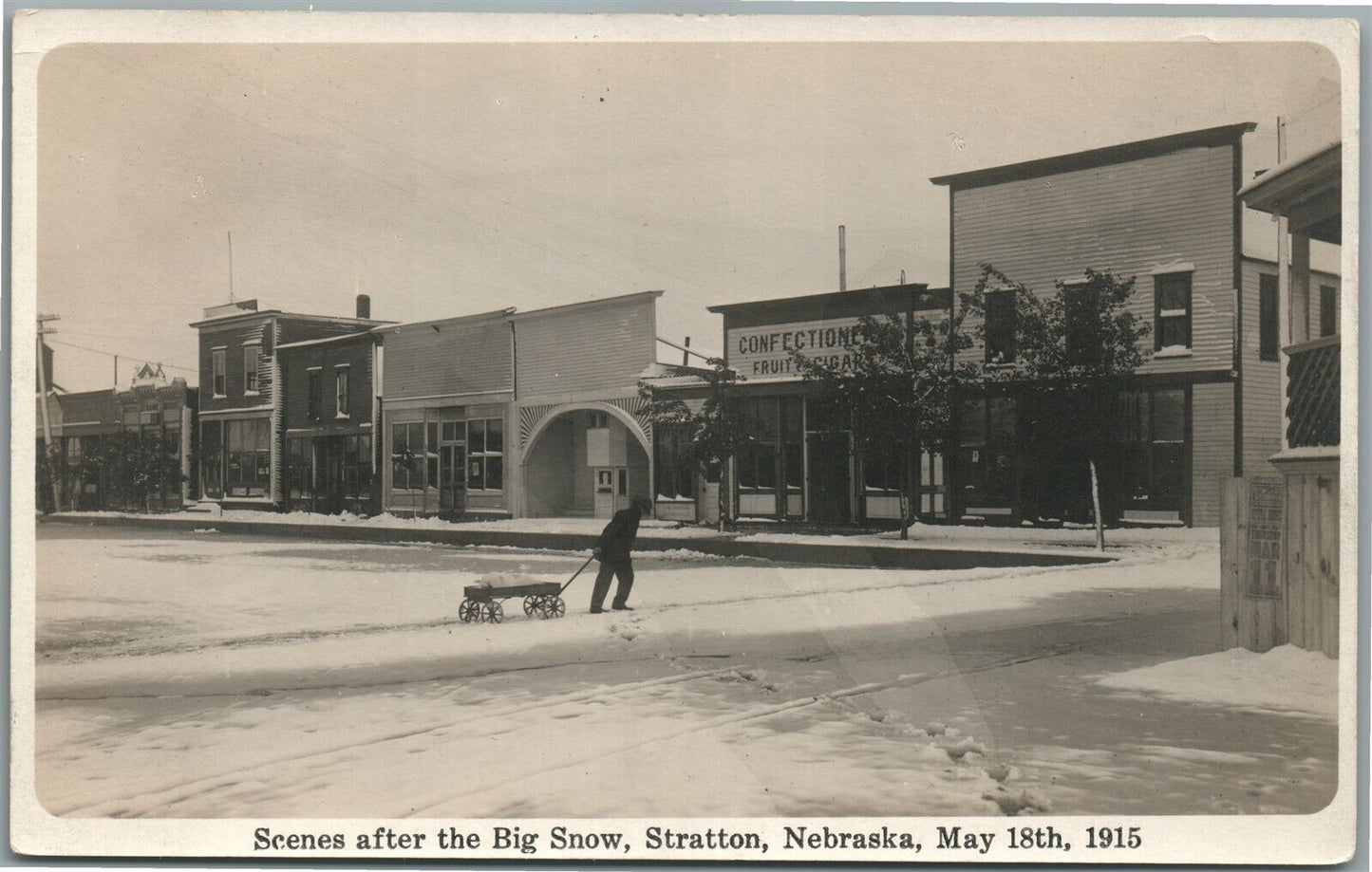 STRATTON NE SCENE AFTER BIG SNOW ANTIQUE REAL PHOTO POSTCARD RPPC