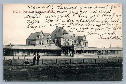 MONCTON NB CANADA RAILWAY STATION ANTIQUE PRIVATE POSTCARD RAILROAD DEPOT