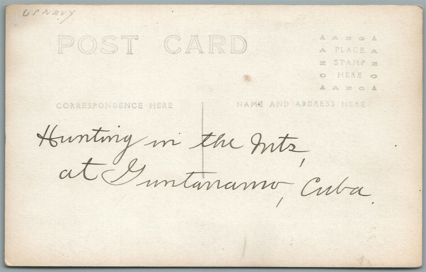 HUNTING in CUBA AMERICAN SAILORS ANTIQUE REAL PHOTO POSTCARD RPPC