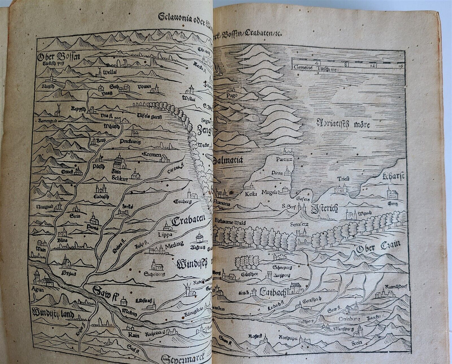 1578 COSMOGRAPHY by Sebastian Munster antique RARE ILLUSTRATED w/ MAPS PIGSKIN