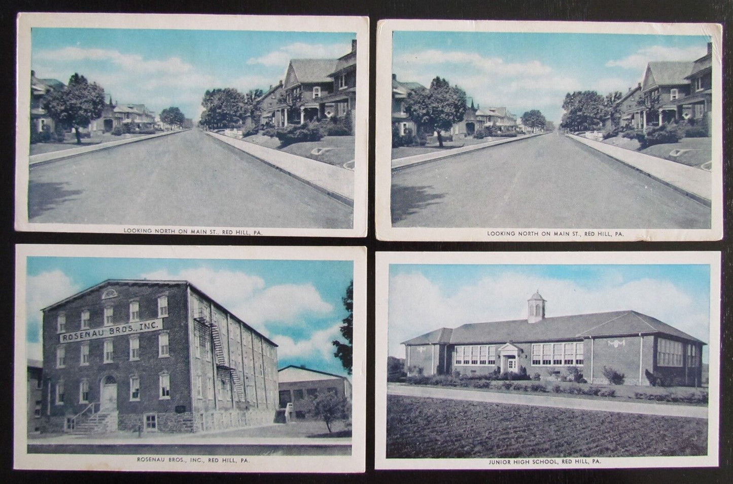 RED HILL PA LOT OF 4 VINTAGE POSTCARDS