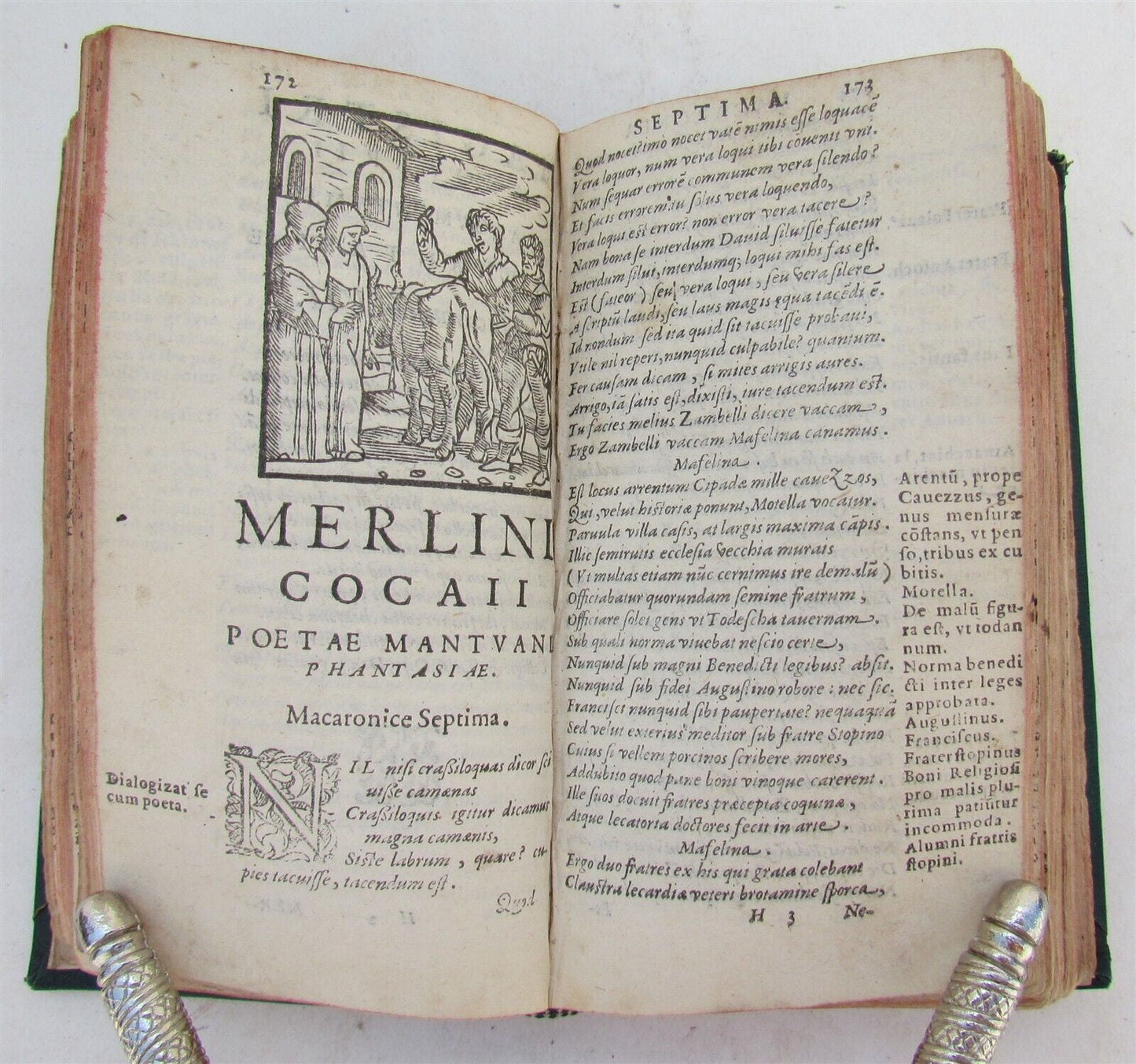 1585 ILLUSTRATED MACARONIC POETRY MERLINI COCAII antique 16th CENTURY