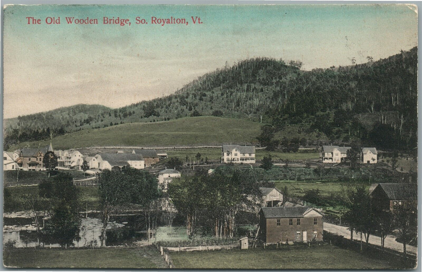 SOUTH ROYALTON VT OLD WOODEN BRIDGE ANTIQUE POSTCARD