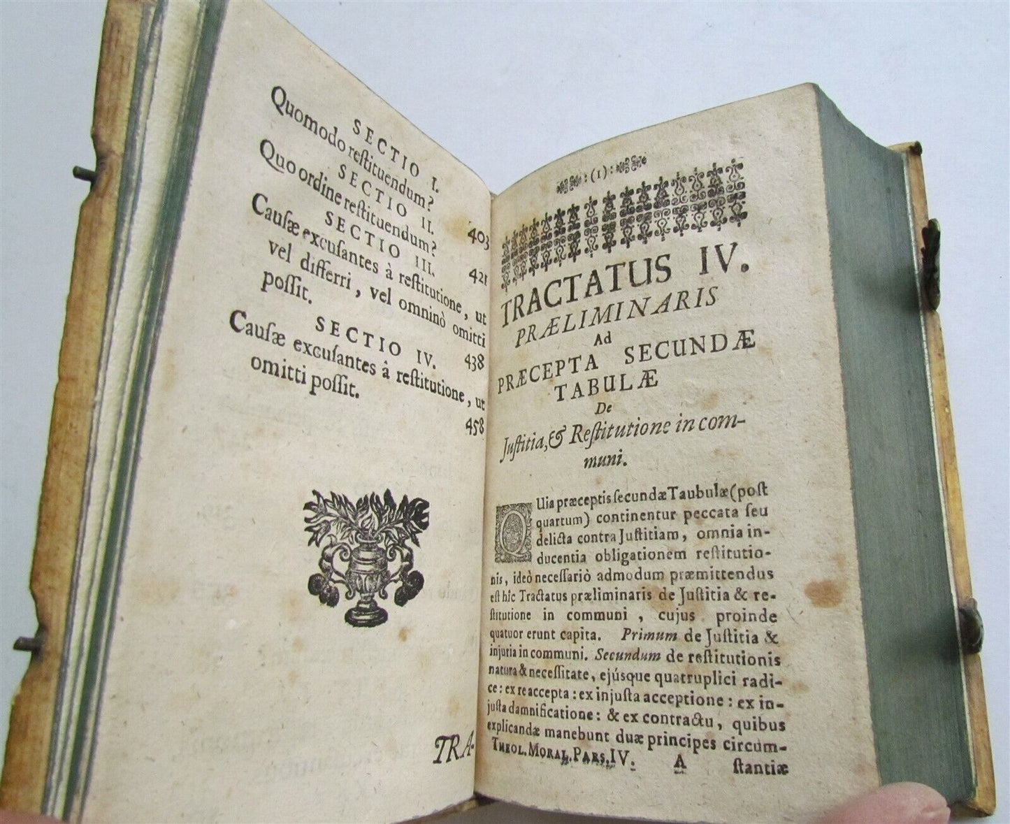 1686 Theologiae Moralis by SPORER antique BLINDSTAMPED PIGSKIN 17 CENTURY Vol IV