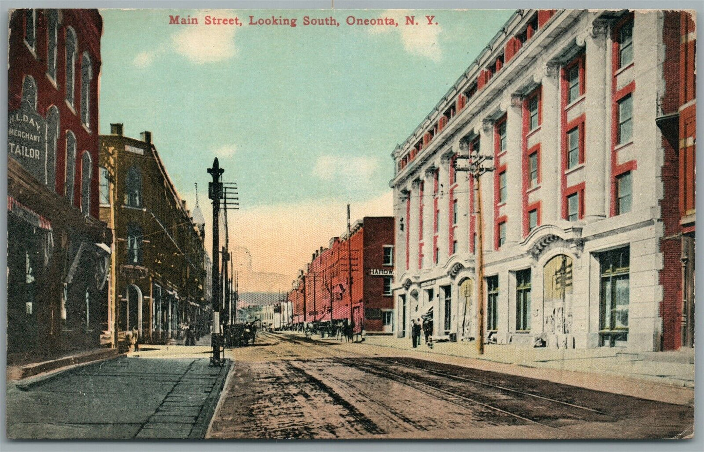 ONEONTA NY MAIN STREET ANTIQUE POSTCARD