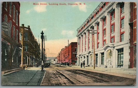 ONEONTA NY MAIN STREET ANTIQUE POSTCARD
