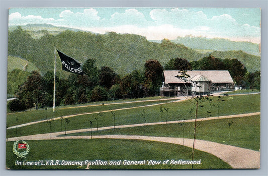 BELLEWOOD PA ON LINE OF LVRR RAILROAD DANCING PAVILION ANTIQUE POSTCARD
