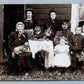 VILLAGE FAMILY w/ DOG & OWL MODELS ANTIQUE REAL PHOTO POSTCARD RPPC