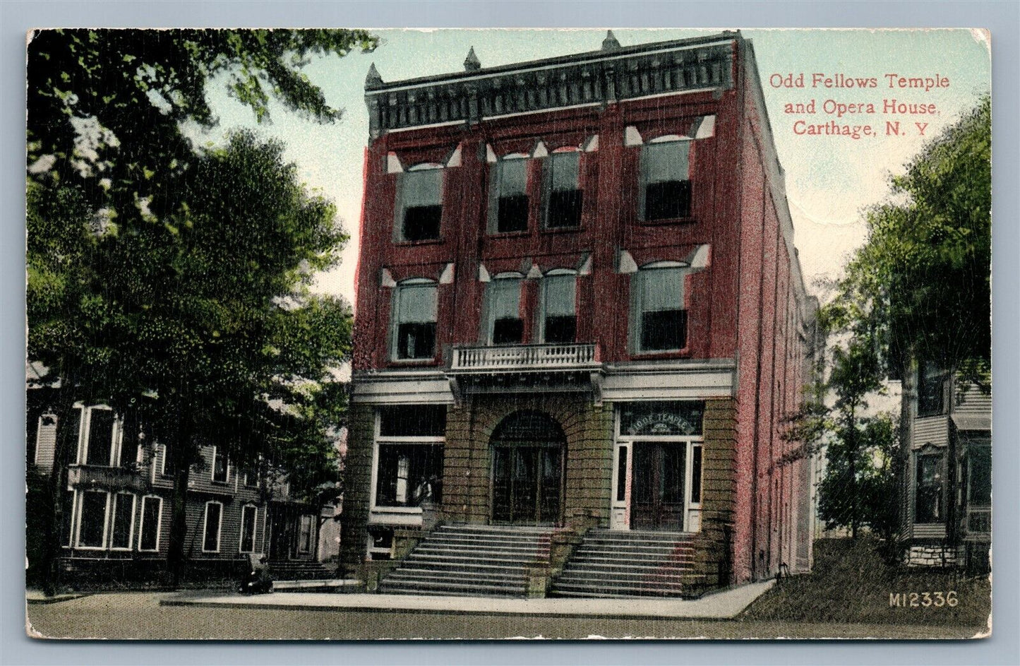 CARTHAGE NY ODD FELLOWS TEMPLE & OPERA HOUSE ANTIQUE POSTCARD