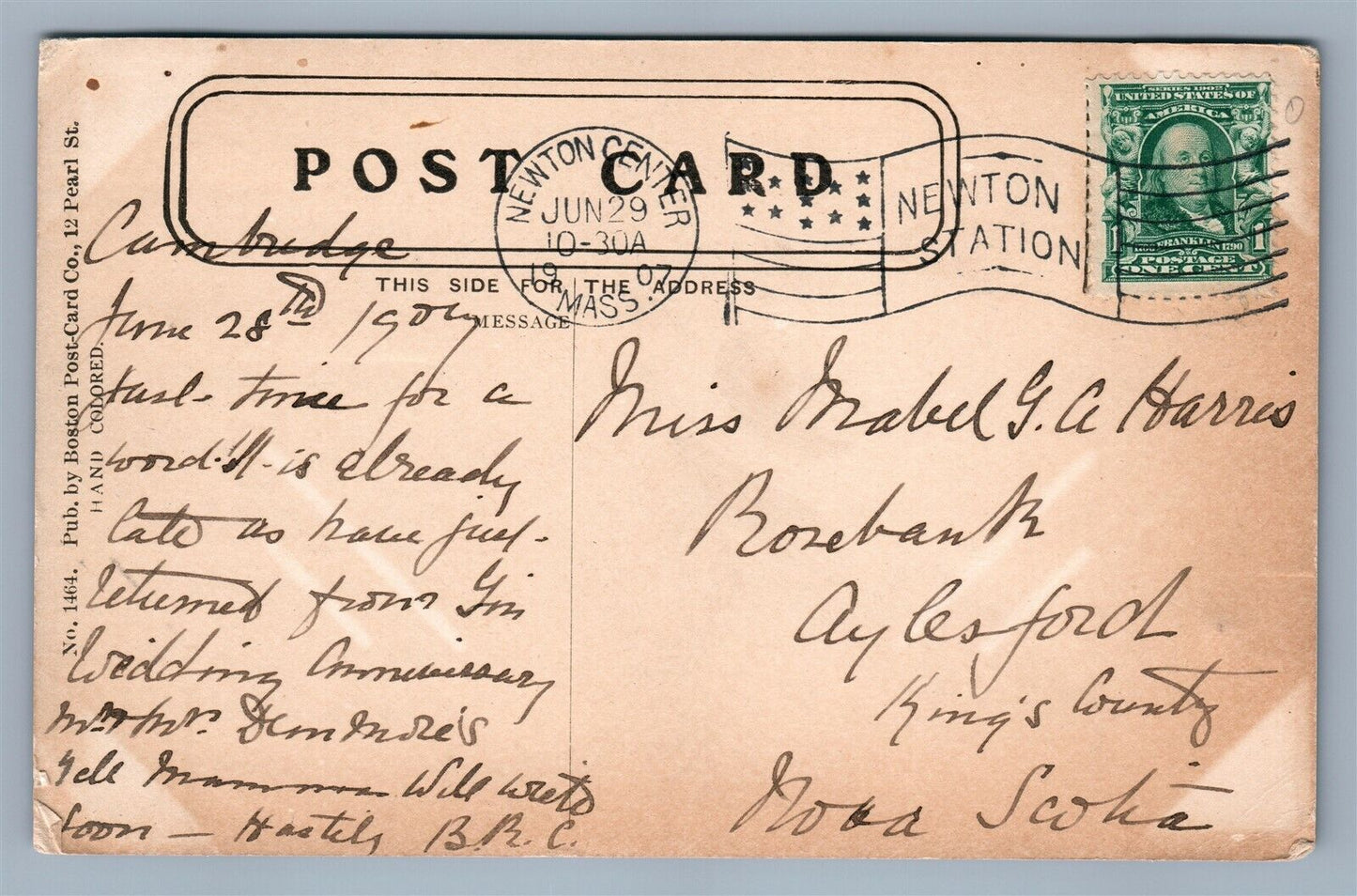 AROOSTOCK ME 1907 ANTIQUE POSTCARD