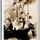 CAT IN FLOWER POT ANTIQUE REAL PHOTO POSTCARD RPPC