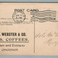 CINCINNATI OH TEA COFFEEE CIGARS WEBSTER CO. ADVERTISING 1909 ANTIQUE POSTCARD