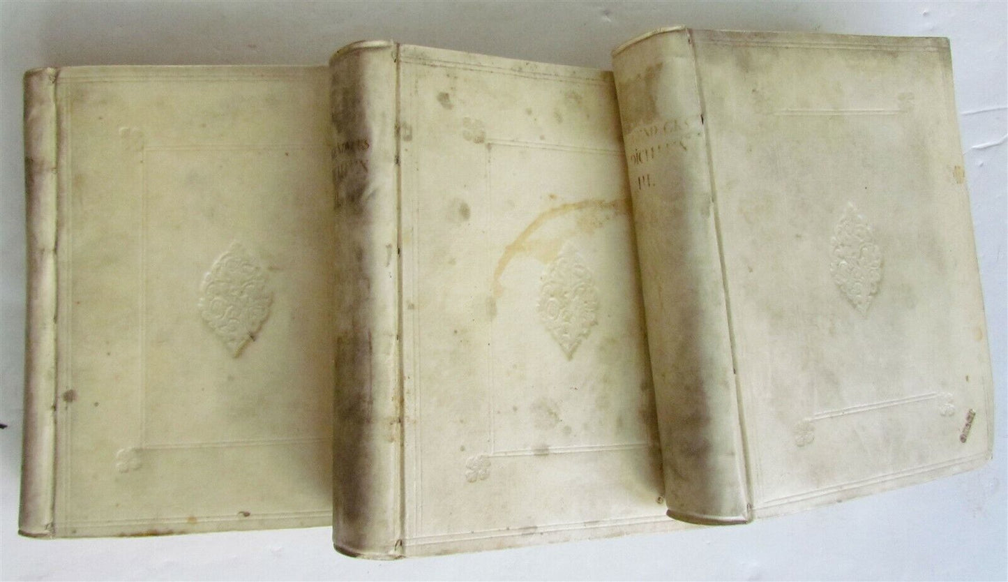 1751 3 VOLUMES VELLUM BOUND in DUTCH P. LANGENDIJK ANTIQUE w/ ENGRAVINGS