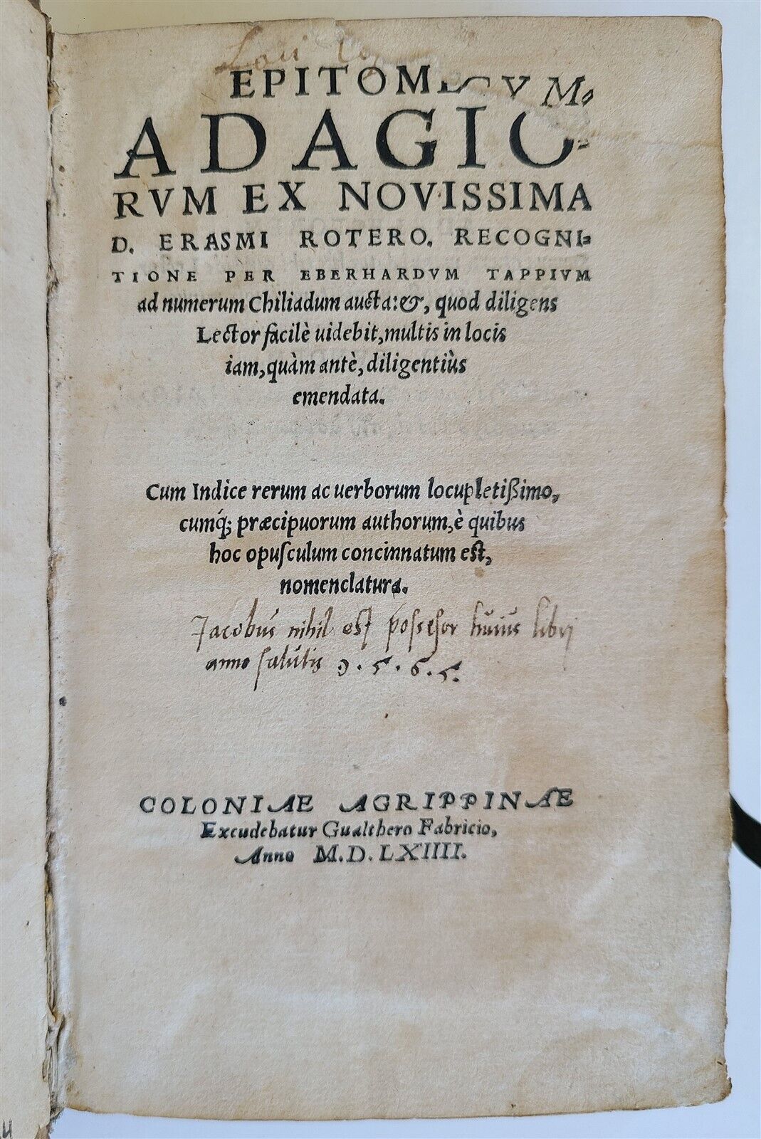 1564 ERASMUS of ROTTERDAM antique HAND TOOLED PIGSKIN BOUND 16th CENTURY