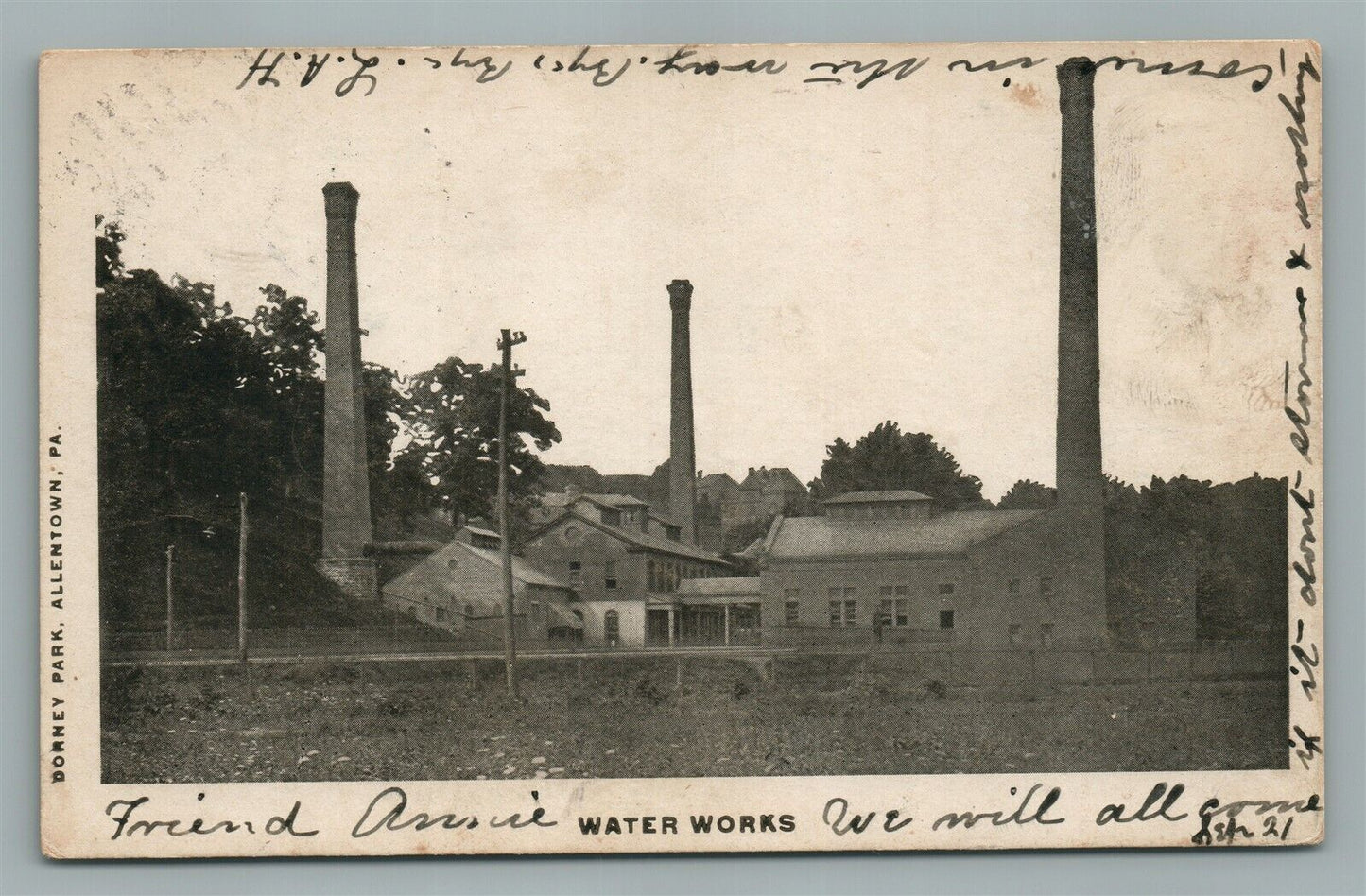 ALLENTOWN PA WATER WORKS ANTIQUE POSTCARD