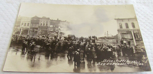 RPPC BELOIT WIS. GAS EXPLOSION 1930 ANTIQUE REAL PHOTO POSTCARD