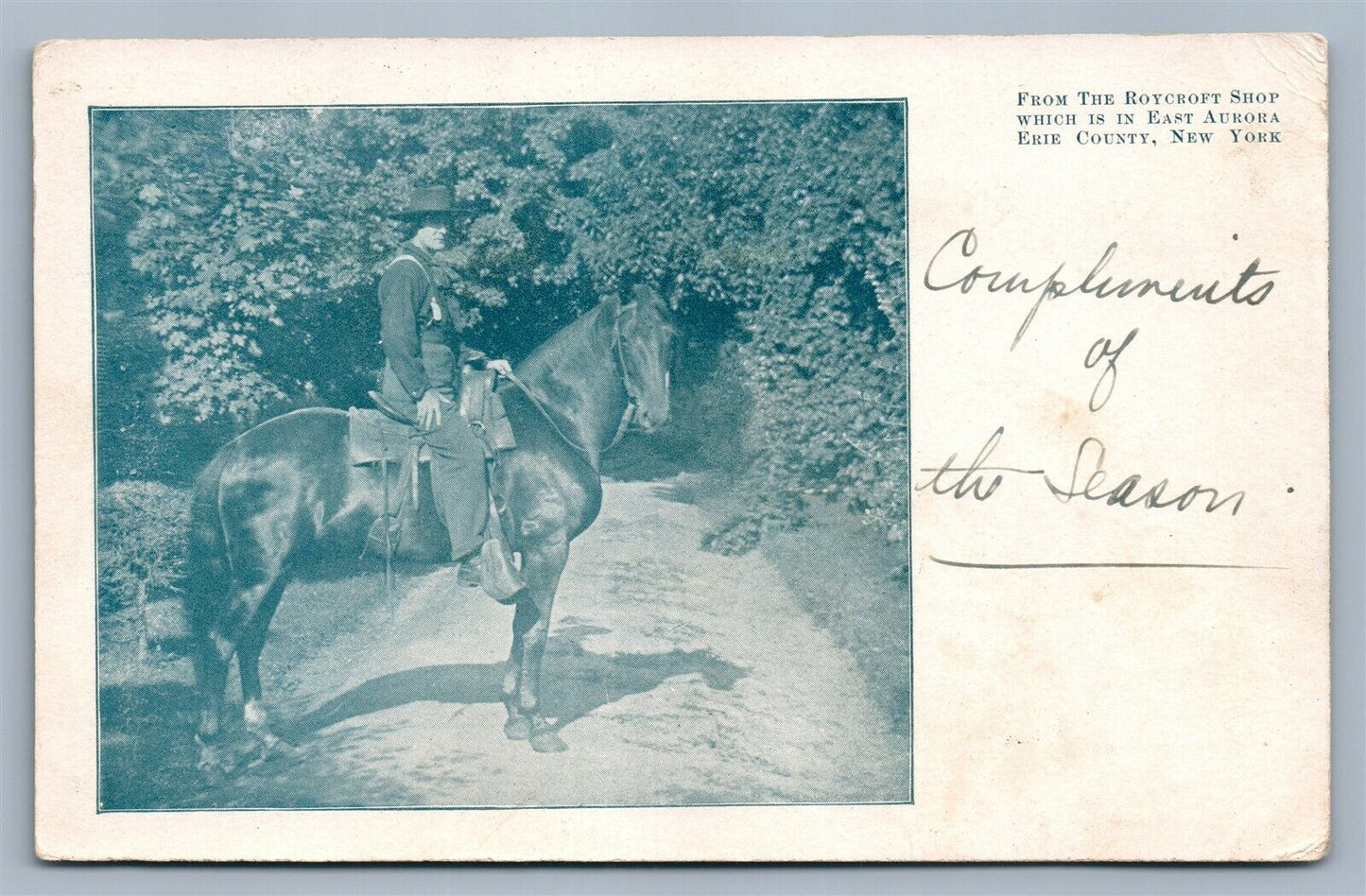 EAST AURORA NY ROYCROFT SHOP ADVERTISING PRIVATE MAILING CARD ANTIQUE POSTCARD