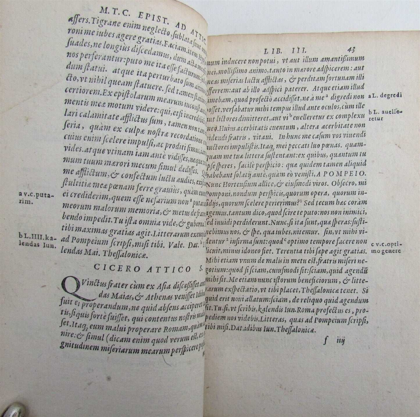 1581 CICERONIS AD ATTICUM 16th CENTURY CICERO