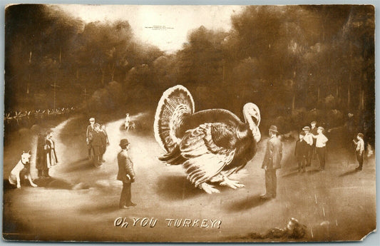 TURKEY EXAGGERATED PHOTOMONTAGE 1910 ANTIQUE REAL PHOTO POSTCARD RPPC