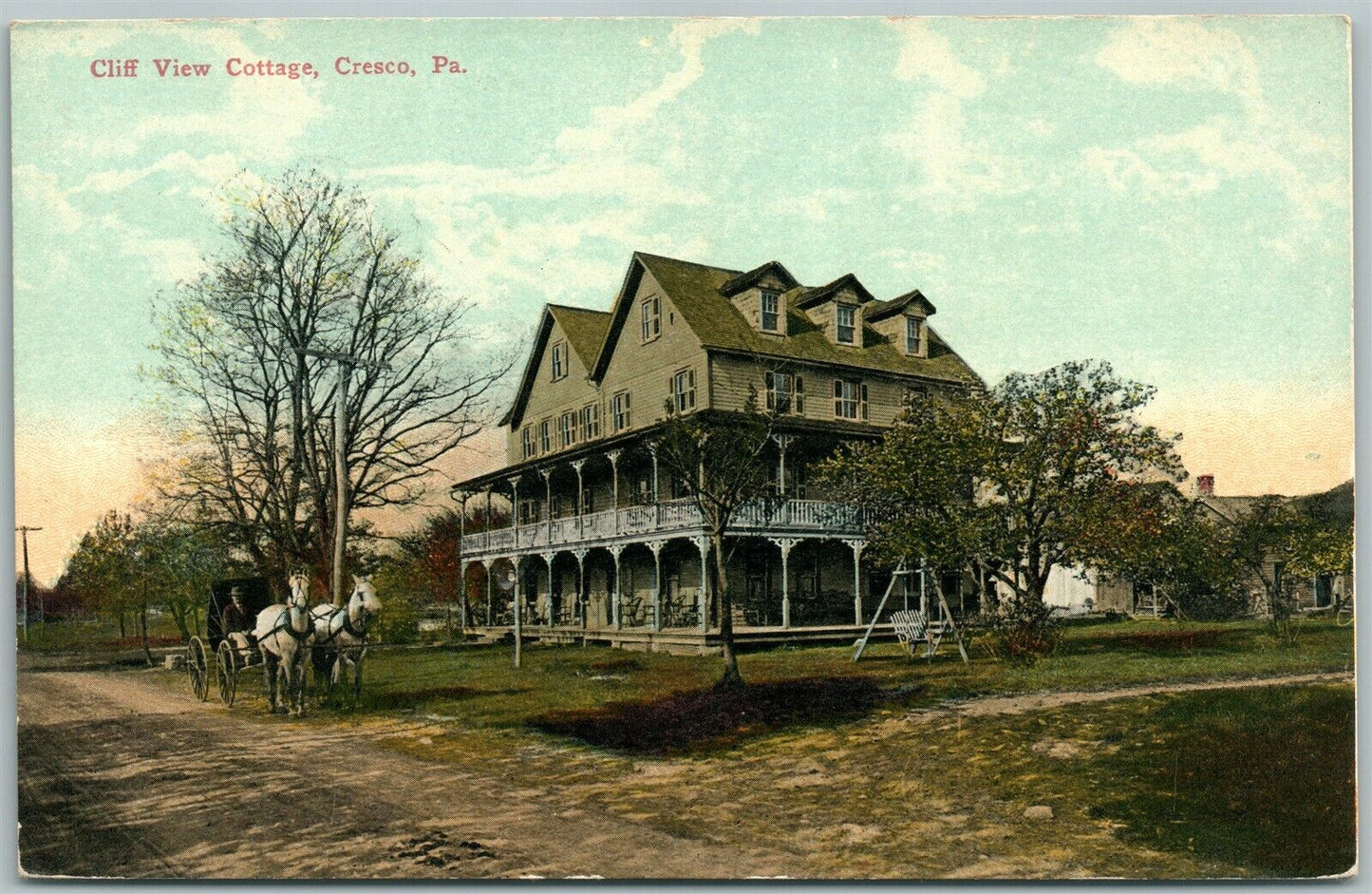 CRESCO PA CLIFF VIEW COTTAGE ANTIQUE POSTCARD