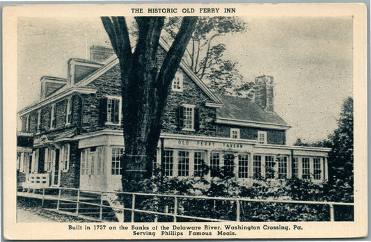 WASHINGTON CROSSING PA OLD FERRY INN ANTIQUE POSTCARD