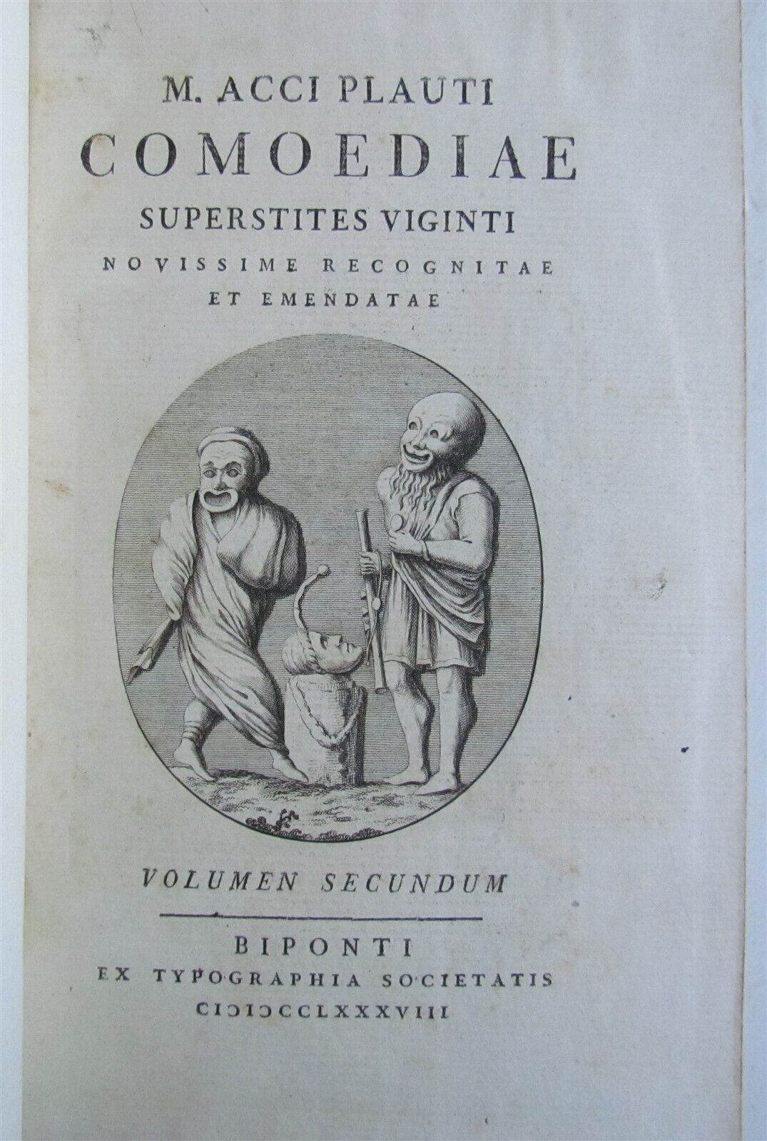 1788 M. Accii Plauti COMOEDIAE 3 VOLUMES AUTORES CLASSICI SERIES ANTIQUE