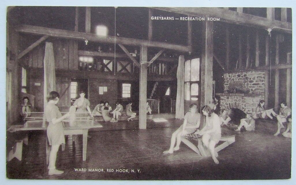 VINTAGE POSTCARD GREYBARNS RECREATION ROOM WARD MANOR RED HOOK NY