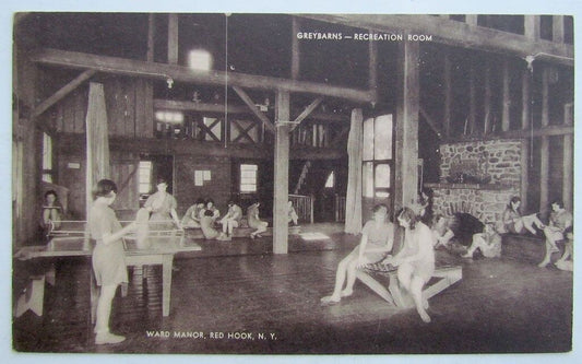 VINTAGE POSTCARD GREYBARNS RECREATION ROOM WARD MANOR RED HOOK NY