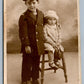 RUSSIAN IMMIGRANT KIDS in US NAVAL UNIFORM BOY ANTIQUE REAL PHOTO POSTCARD RPPC